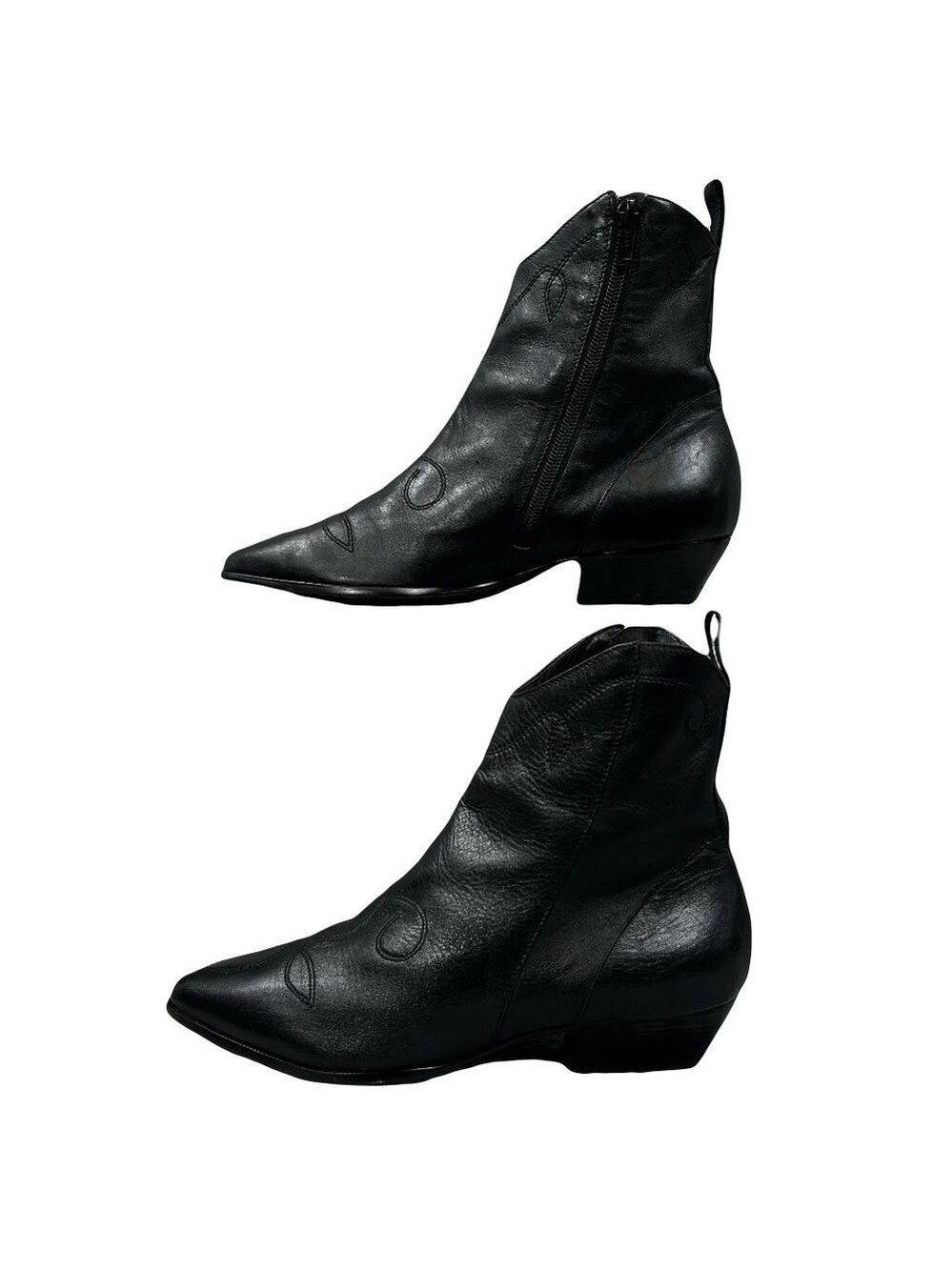 Ipanema Made in Brazil Black Hand Tooled Leather Ankle Boots Size 8.5